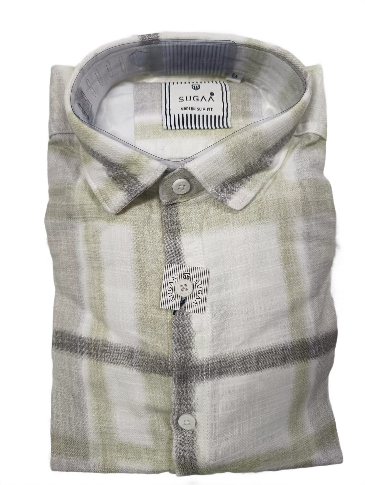Men's Premium Sky Blue & Beige Windowpane Check Casual Shirt