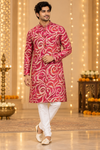 Rani Pink Abstract Print Festive Kurta