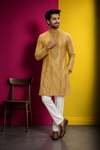 Mustard Gold Embellished Men’s Festive Kurta