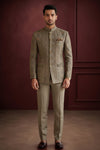 Men’s Grey Embroidered Jodhpuri Suit Set