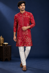 Royal Red Bandhani-Inspired Kurta Set