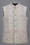 Premium Silver Grey Embroidered Modi Jacket
