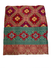 Radiant Pink Saree with Teal Floral  Border