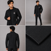 Black Embroidered Utility Jacket Set for Men