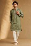 Olive Green Embroidered Men’s Festive Kurta Set