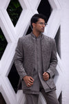Charcoal Grey Sequined Indo-Western Jacket Set