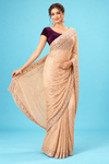 Elegant Champagne Beige Designer Saree with Shimmering Sequin Work & Embroidered Border