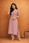 Red Embroidered Kurta Pant Set for Women