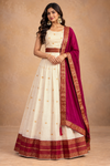Elegant Cream & Magenta Ethnic Anarkali Gown with Dupatta