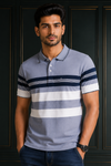 Men's Premium Striped Polo T-Shirt – Grey & Navy | Smart  Cotton Polo