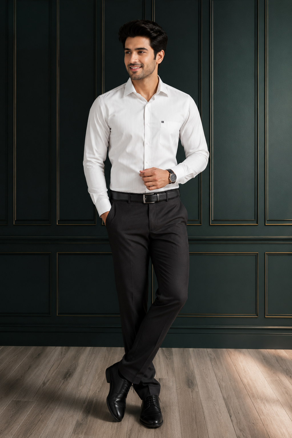 Premium Men's White Formal Shirt | Classic Executive Office Wear | Full Sleeve Cotton Blend