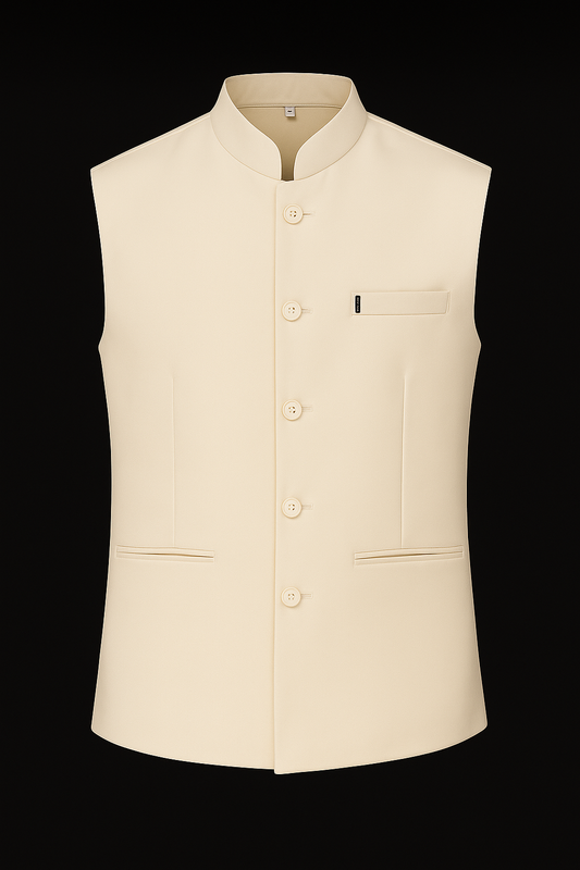 Classic Cream Solid Nehru Jacket