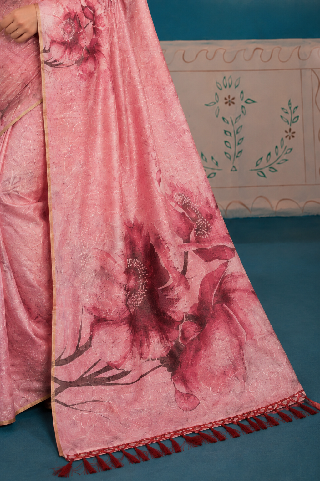 Blush Pink Organza Embroidery  Saree