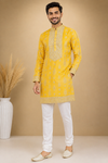 Men’s Mustard Yellow Embroidered Festive Kurta Set