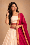Elegant Ivory & Magenta Pink Traditional Lehenga Choli Se
