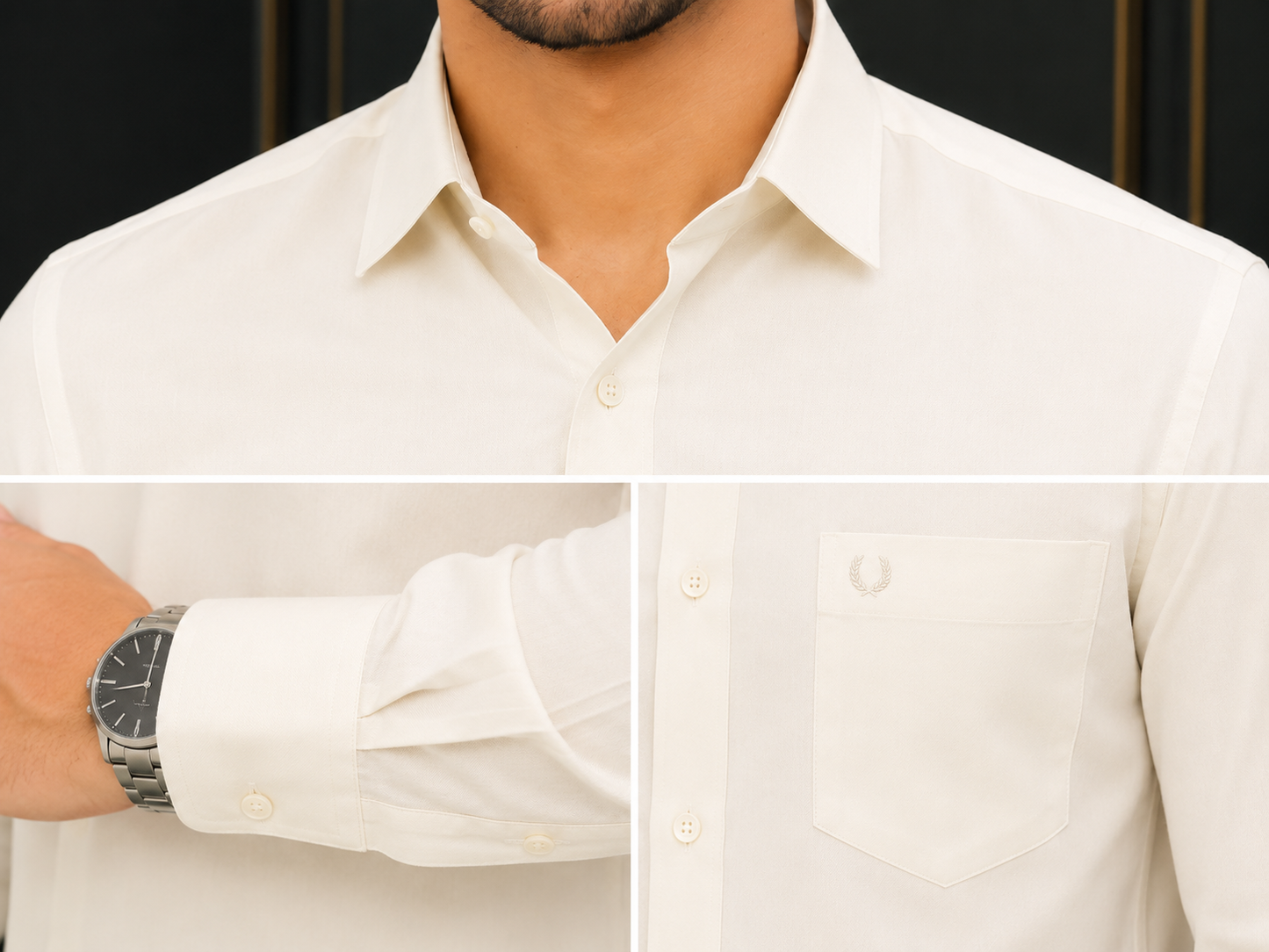 Men's Premium Off-White Formal Shirt | Tailored Fit | Full Sleeves