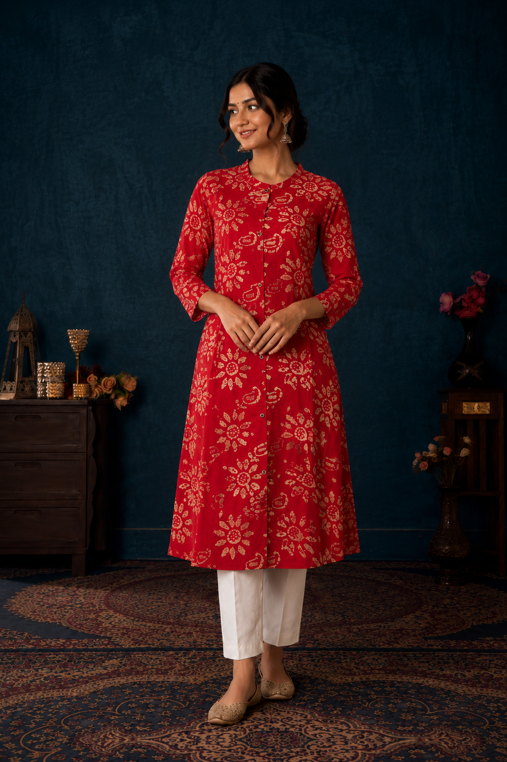 Floral Printed A-Line Kurti