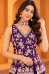 Royal Purple Embroidered Palazzo Set for Women