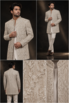 Ivory Embroidered Designer Indo-Western Sherwani Set