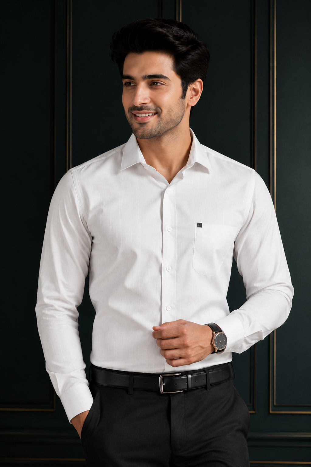 Premium Men's White Formal Shirt | Classic Executive Office Wear | Full Sleeve Cotton Blend