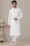 Premium White Jacquard Kurta Pajama for Men