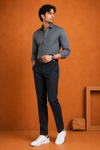 Men's Olive Green and grey  Textured Full Sleeve formal Shirt