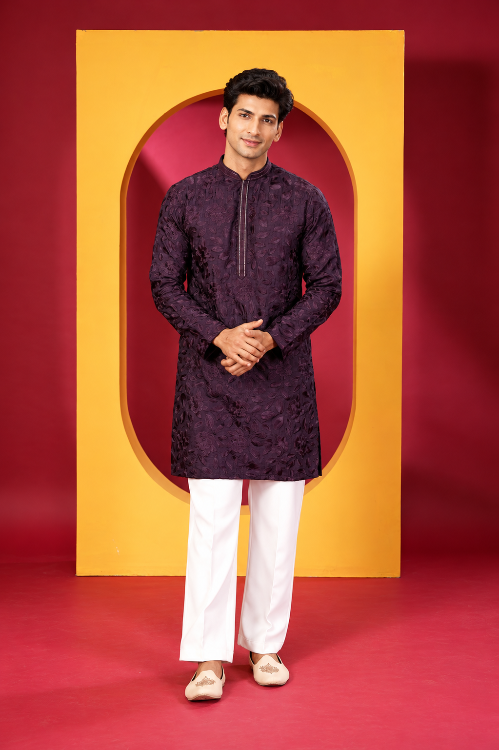 Men's Premium Deep Wine Purple kurta set