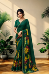 Elegant  Printed Georgette Saree with Designer Border