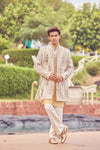 Ivory Gold Embroidered Indo-Western Jacket Set