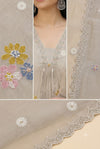 Grey Floral Embroidered Kurta Set with Dupatta