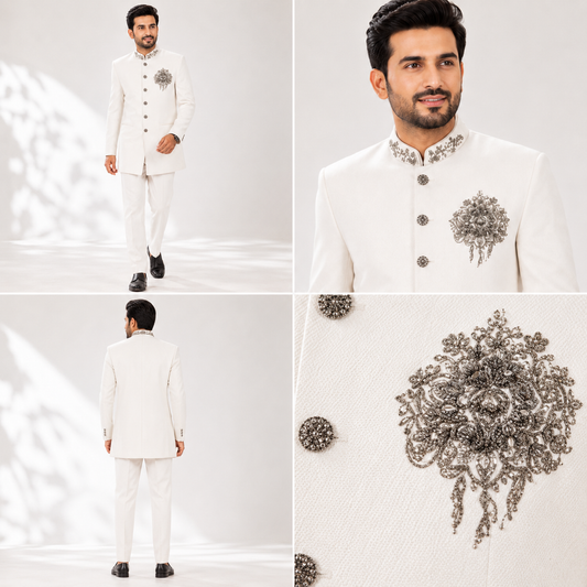 Ivory Embroidered Jodhpuri Suit Set