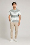Men’s Sage Green & White Striped Polo T-Shirt