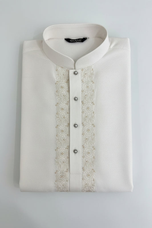 Ivory Embroidered Kurta Pajama for Men