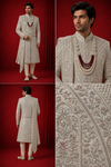 Royal Ivory Embroidered Groom Sherwani Set