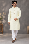Men's Premium Lemon Cream Solid Kurta Pant Set