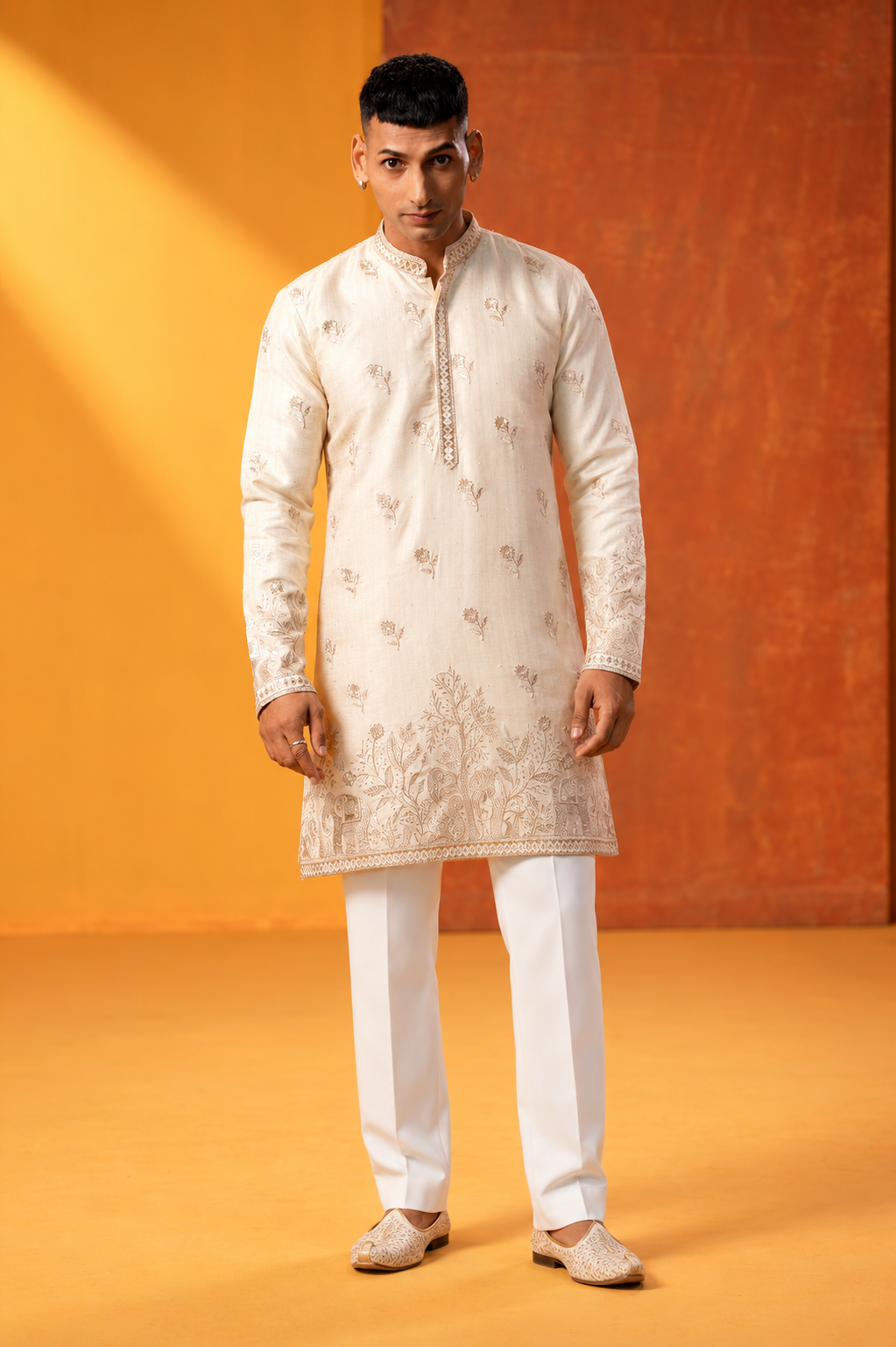 Ivory Embroidered Kurta