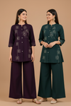 Elegant Deep Plum Printed Co-Ord Set for Women