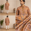Rust Orange Floral Printed Festive Kurta Set