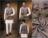 Charcoal Heritage Printed Nehru Jacket