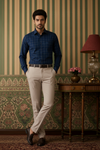 Men's Navy Blue Checked Cotton Formal Shirt – Classic Full Sleeve Office Wear