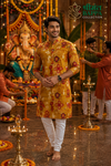Mustard Printed Kurta Pajama Set