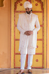 Royal Ivory Embroidered Sherwani with Dupatta
