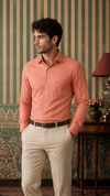 Men's Coral Peach Solid Formal Shirt –   Full Sleeve Office Wear