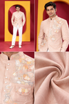 Men's Premium Peach Pink Embroidered Jodhpuri Jacket