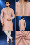 Peach Embellished Festive Kurta Set