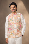 Ivory Floral Printed Nehru Jacket