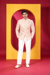 Men's Premium Peach Pink Embroidered Jodhpuri Jacket