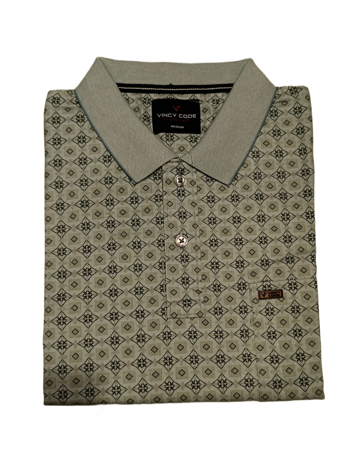 Men's Premium Light Grey Printed Polo T-Shirt | Soft Cotton Blend | Smart Half Sleeve Polo