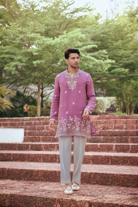 Mauve Pink Embroidered Festive Kurta