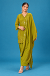 Olive Green Embroidered Festive Dress